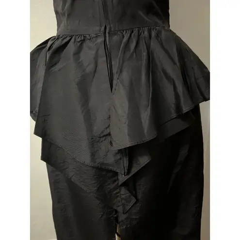 Vintage Wayne Diamond black Sweetheart tiered silky satin ruffled cocktail dress - Image 9