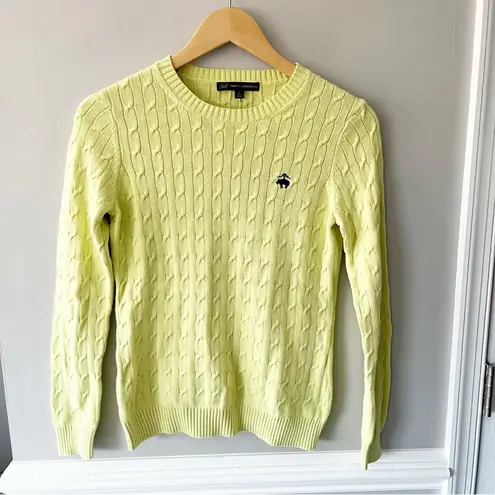 Brooks Brothers Cable Knit Pullover Lime Green Crewneck Sweater Size Small