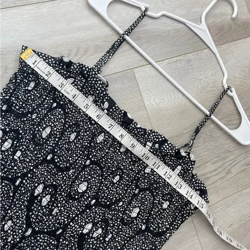 Shrimps Silk Dress polka dot smocked mini womens Black White size 12 minimalist