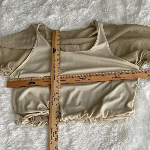 Arden B Sparkly Blouse Slouchy Top batwing Gold Metallic Nude boat-neck size S