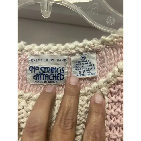 Vintage Size Medium Hand Knit Cable Knit Cottagecore Pullover Sweater Vest Tank