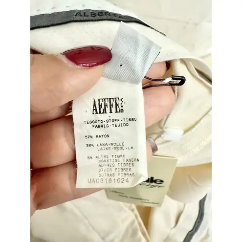 Alberta Ferretti Flat Front Low Rise Wide Leg Trouser Pants Cream Womens Size 10