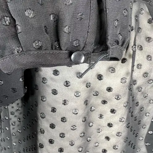 Elle Sheer Lace Black Long Sleeve Blouse Women’s Size Small Polka dot