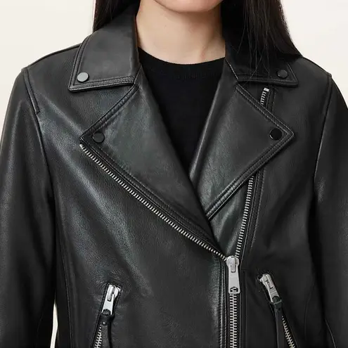 ALL SAINTS Dalby Biker Black 100% Lamb Leather Biker Jacket Women’s US 8 UK12