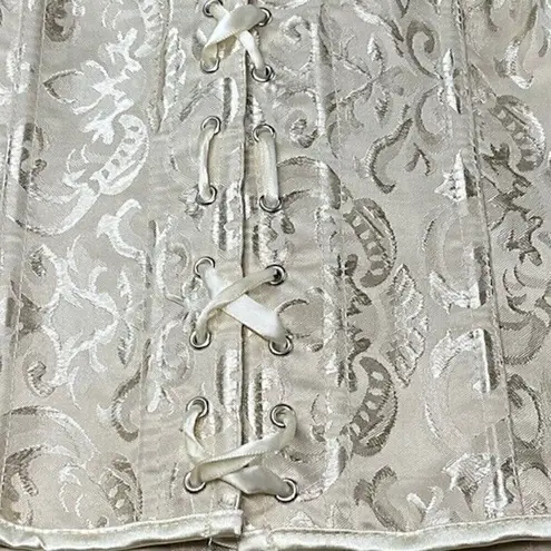 Vintage Alivila.Y Fashion Corset Floral Victorian Top Gold/Cream Sz 4XL Plus White