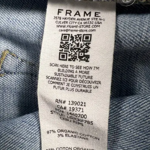 Frame Denim Le Garçon Crop Jeans Light Wash Distressed Knees Raw Hem Size 30