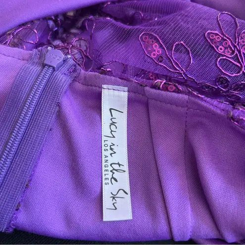 Lucy in the Sky  Purple Open Back Sequined Mini Dress Size XS - Image 4