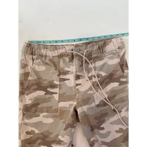 American Eagle AEO Stretch Camo Denim Jogger Pants Elastic Waist & Cuffs EUC Sz 12 Cotton Tan