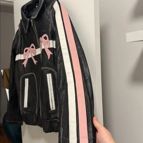 Uni Leather Genuine Leather Diddi Moda Ribbon Leather Jacket Black Size XL