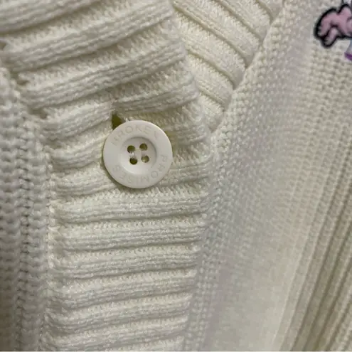 Broken Promises Chunky Knit Cropped Cardigan Sz L Happy Bunny Oversized Y2K Indie Sleeze Kidcore