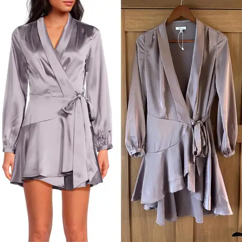 Lucy Paris NWOT Adonia Satin Wrap Dress in Lavender Women’s size Small