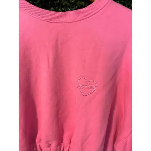 Bo+Tee  X Meggan Grubb Cropped Pink Sweatshirt Hearts Sz Medium