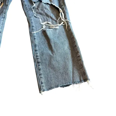 L'Agence Light Wash Jeans Wide Leg Distressed Knees 100% Cotton Size 27 Women's