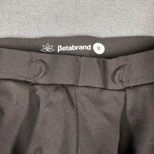 Betabrand Womens Medium Black Pull On Yoga Career Pleated Chino Cropped Pants