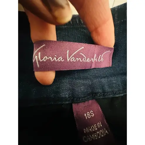 Gloria Vanderbilt Women’s Amanda Pull On Slimming Dark Wash Blue Jeans 18 Short