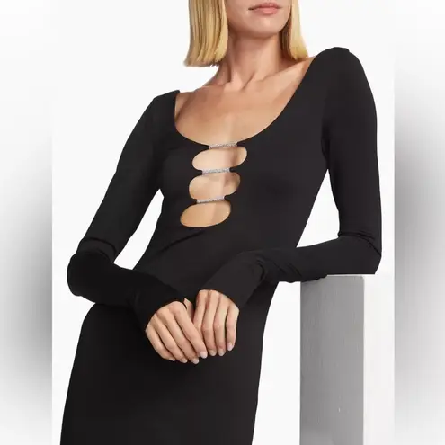 Alice + Olivia New!  Kalena Plunge Crystal Jersey Cut Out Maxi‎ Dress Sz 4 $550