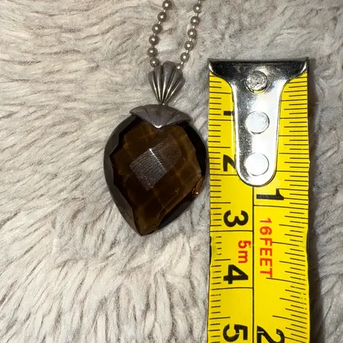 Semi Precious Custom Sterling Silver 925 Smoky Quartz Necklace Heart Gem Italy Brown