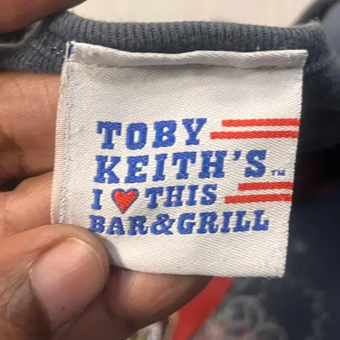 Toby Keith Guitar Heart Graphic Tee Patriotic Country T Shirt XL Women Blue