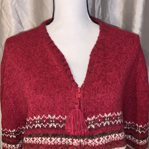 Carly St Claire red tassel full zip cardigan sweater Size XL