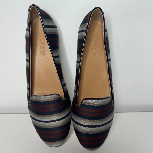 J Crew Striped Blue Burgundy Loafers Size 7