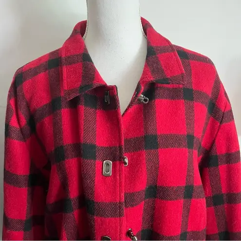 Talbots  • Vintage Wool Red Black Plaid Coat