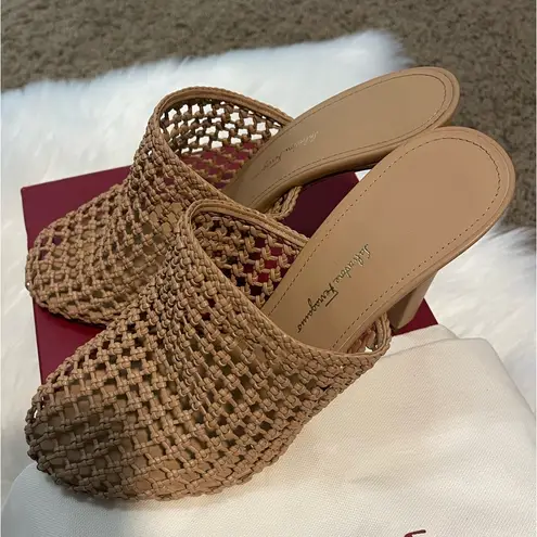 Salvatore Ferragamo Ellas X5 Beige Slip On Caged High Heel Sandals, 9