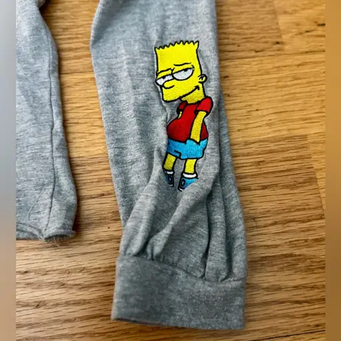 The Simpsons Bart Lisa Grey Crop Top Long Sleeve Embroidered Size M EUC Gray Size M