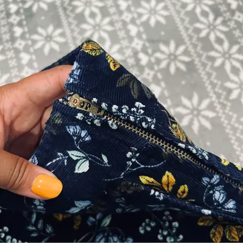 Talbots  Navy Floral‎ Cotton Corduroy A-Line Skirt Size 2