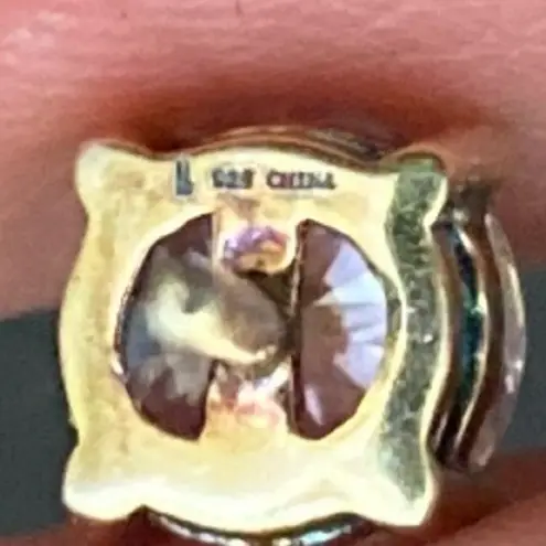 Sterling Silver HAUTE JEWELS 925 Gold Vermeil Solitaire Stud 4mm Earrings 1.8g