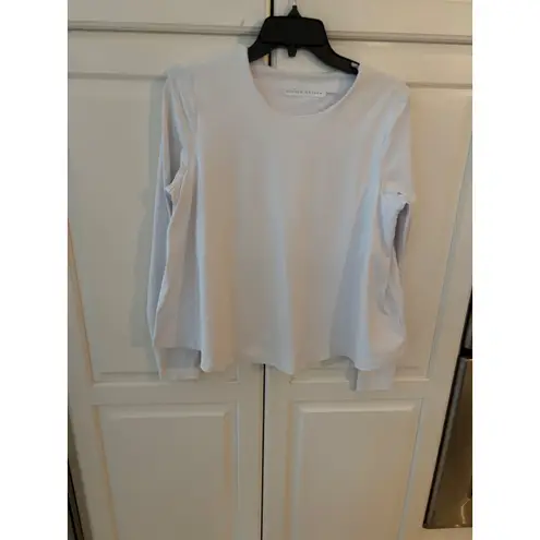 Susana Monaco Women's White Long Sleeve Top Stretch Knit Everyday Essential