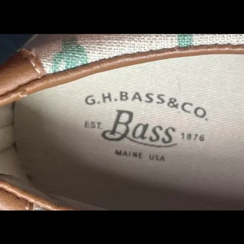 GH Bass Navigate Critter Womens 7M Cactus Print Beige Linen Canvas Boat Shoes Size 7