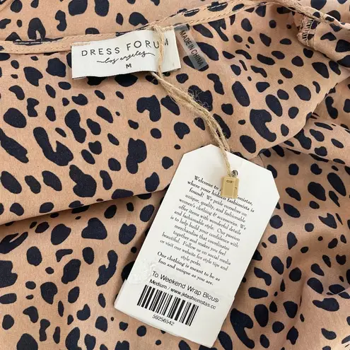 Dress Forum NWT Work To Weekend Leopard Satin Wrap Skirt Blouse M