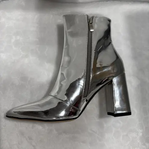 Matiko Lucinda Womens Silver Pointed Chunky Block Heel Boots Size 39 Glam Party