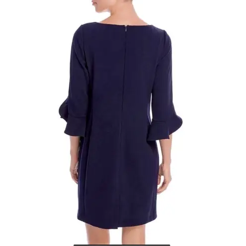 Karl Lagerfeld Paris Navy 3/4 Ruffle Tulip Sleeve Crepe Sheath Dress Women’s 4