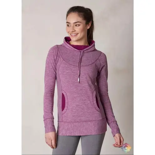 prAna Purple Ember Athletic Cowl Neck Top Drawstring Pullover Tunic S