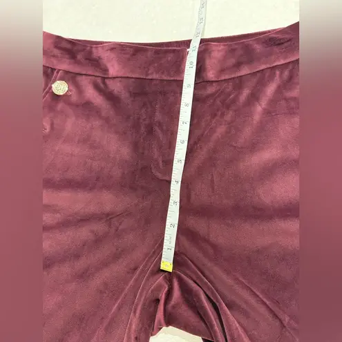 Maison d' Amelie Paris French Burgundy Velvet Velour Flared Leg Pants Size 10 Red
