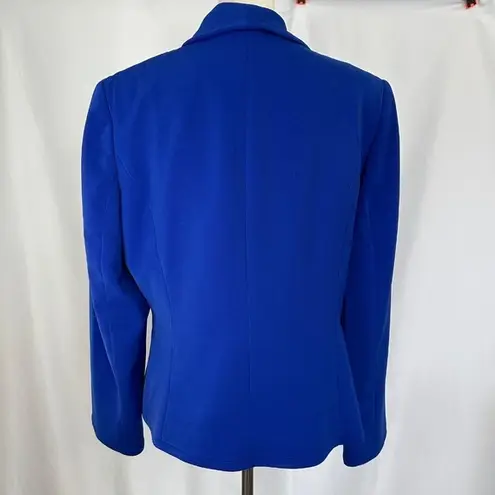 Banu Paris Blazer Shawl Collar Button Front Royal Blue Jacket Women Size 14 Blue