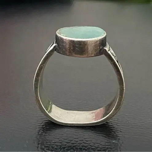 Sterling Silver Vintage Native American Signed SA 925 Blue Teal Stone Ring Sz 8