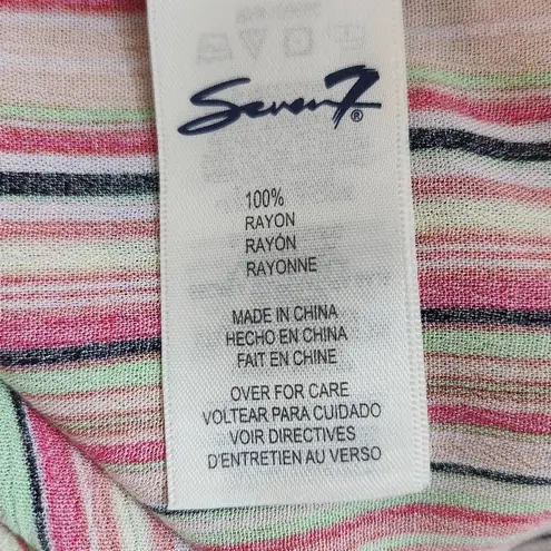Seven7 Striped Button Down Top NWT Size Small Striped Pink and Green Blouse