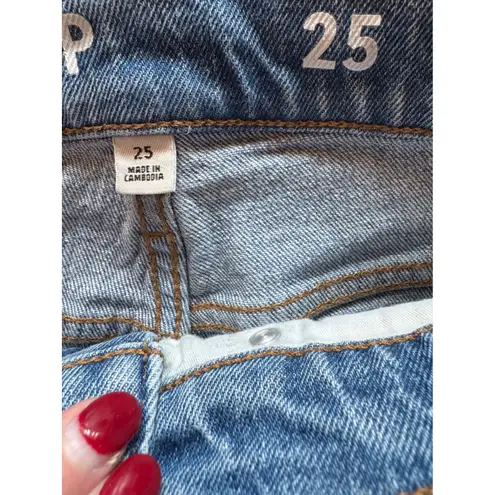 J Crew Jeans Women 25 Blue Medium Wash Distressed Denim Demi Boot Crop Preppy