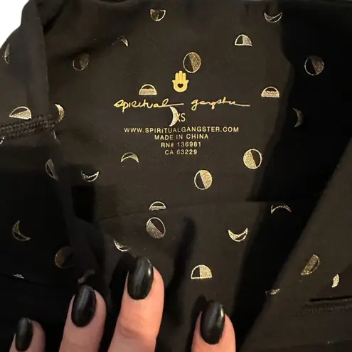 Spiritual Gangster  Legging & Bra set in Moon Phase Gold Foil Print- XS