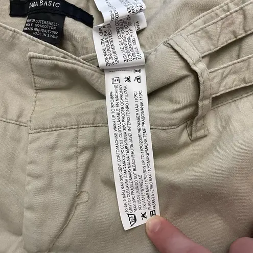 Zara Basic Tan Wide Leg Dress Pants Size US 6 Business Casual Minimalist Brown