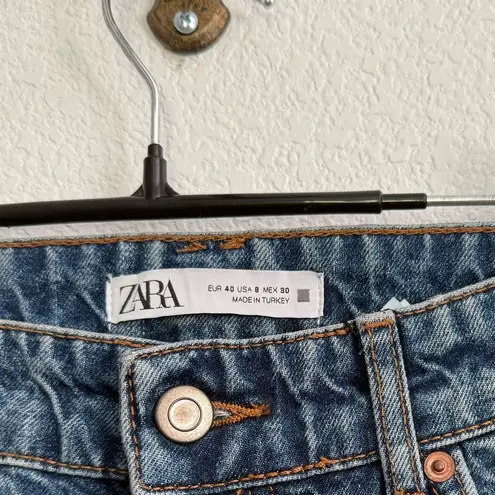 ZARA NWT  Straight Leg High Waist Blue Jeans 8 thumbnail 4