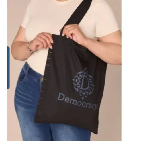 Democracy Black Canvas Cotton Tote Bag