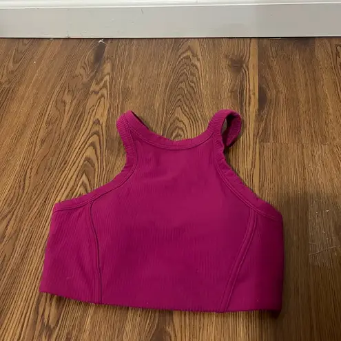 Lululemon  Magenta Purple Ribbed Nulu High-Neck Yoga Bra Size 4 US $68