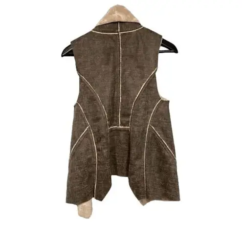 Amadi Faux Shearling Drape Front Open Vest Size XS Gray