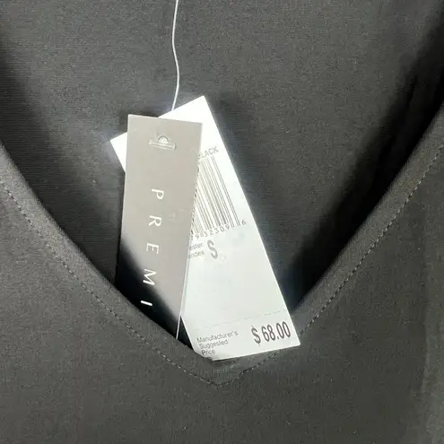 Premise NWT Sheer Pleated Sleeve V-Neck Top Black Size Small S NEW