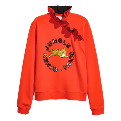 KENZO x H&M Silk Ruffle Collar Sweatshirt Orange
