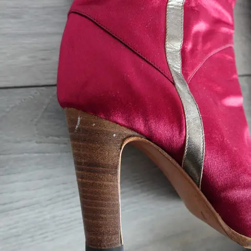 Casadei Vintage Red Satin Country Rodeo Western Cowboy Boots