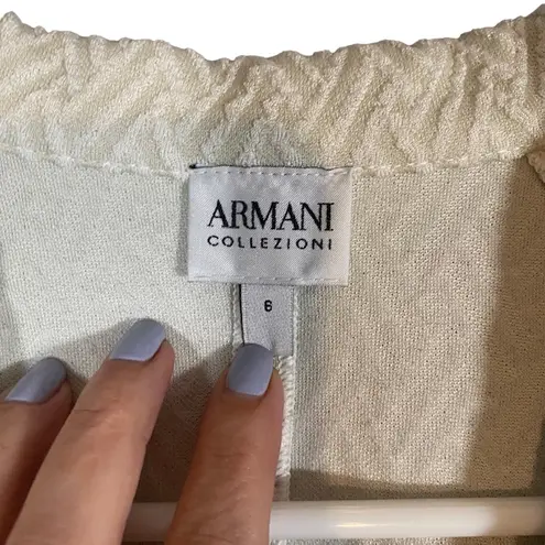 Armani Collezioni Cream Two Button Peplum Textured Jacket Women Sz 6